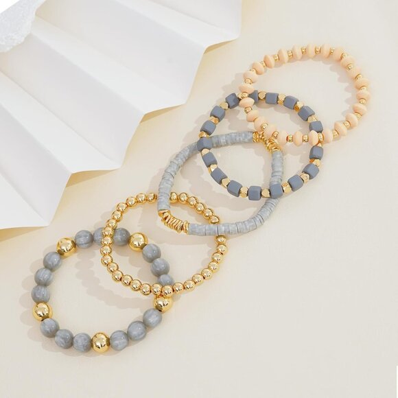 Trendy Handmade Boho Beaded Stretch Bracelets Set - 7-Inch Stackable Jewelry - Picture 4 of 6